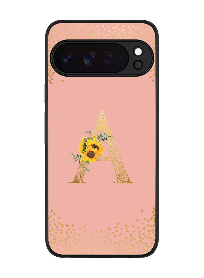 For Google Pixel 10 Pro Case,Slim fit Camera Protection, Shockproof Thin Phone cover  - Custom Floral Monogram - A  (Rose Pink )